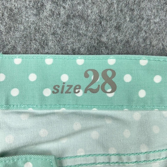 J Crew Jeans Womens 28 Mint Green Cropped‎ Matchstick Polka Dot Denim Pants NEW - Picture 6 of 13